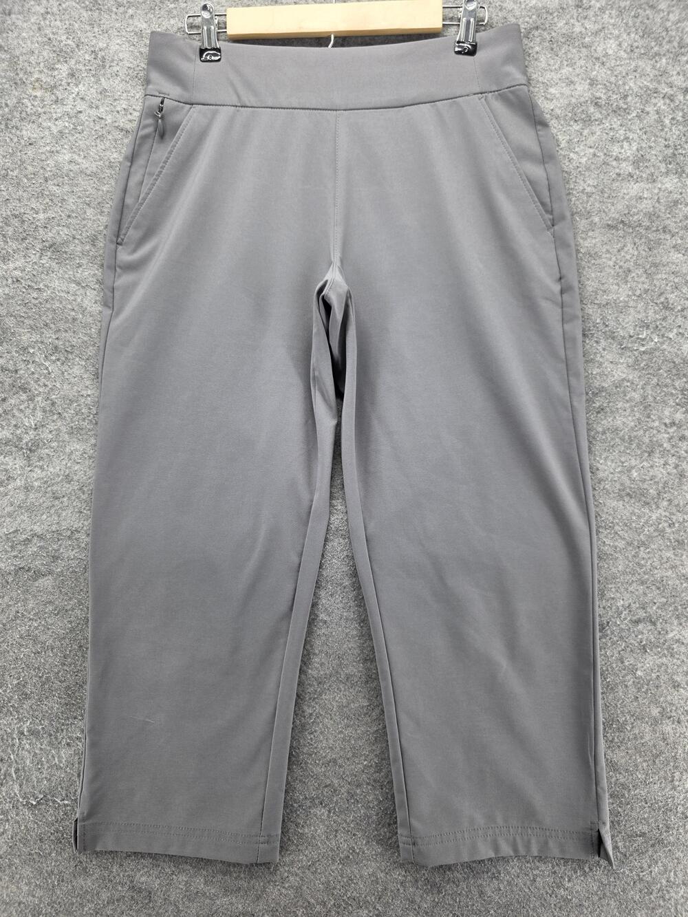 Columbia Pants Womens M Gray Cropped Knit Pull On Stretch Elastic Waist 24 In